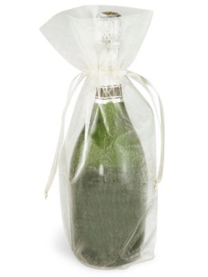 Organza Fabric Bags - 6 1/2 x 15", Ivory S-12429I