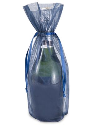 Organza Fabric Bags - 6 1/2 x 15", Navy Blue S-12429NB