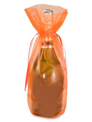 Organza Fabric Bags - 6 1/2 x 15", Orange S-12429O