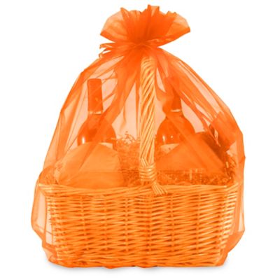 Organza Fabric Bags - 22 1/2 x 25", Orange S-12430O