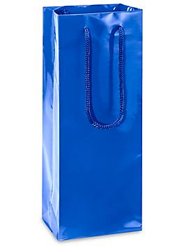 High Gloss Shopping Bags - 5 x 3 1/2 x 13 1/4", Wine, Blue S-12488BLU