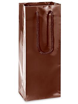 High Gloss Shopping Bags - 5 x 3 1/2 x 13 1/4", Wine, Chocolate S-12488CHOC