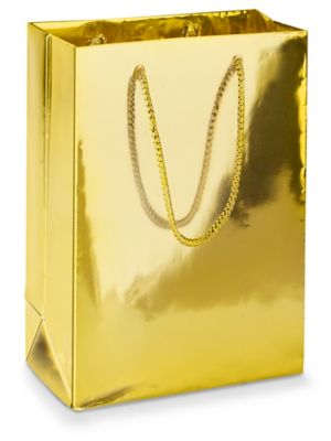  High Gloss Shopping Bags - 5 1/4 x 3 1/4 x 8 3/8", Rose, Metallic