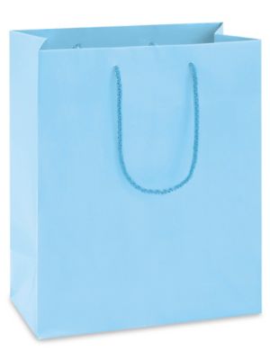 Matte Laminate Shopping Bags - 6 1/2 x 3 1/2 x 6 1/2, Mini, Black  S-15481BL - Uline