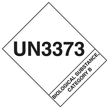 Etiquetas Adhesivas Aéreas - "UN 3373 Biological Substance, Category B", 4 3/4 x 4"