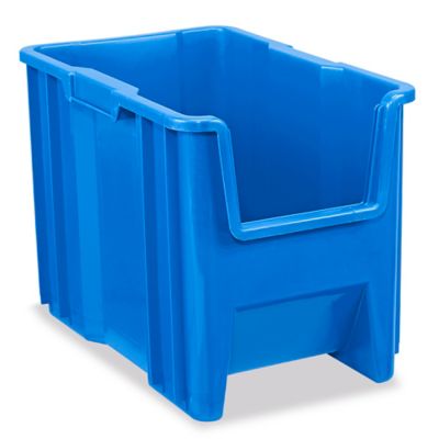 Stackable Plastic Bins, Blue, 7 3/8 x 4 1/8 x 3
