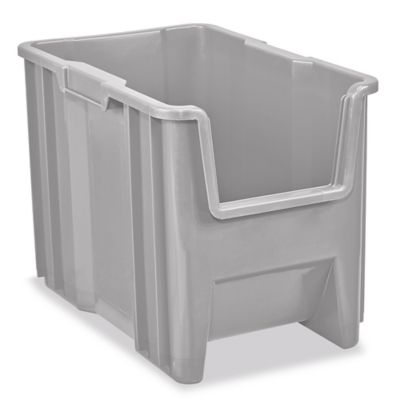 Giant Plastic Stackable Bins - 17 1/2 x 10 7/8 x 12 1/2, Gray S-12550GR -  Uline