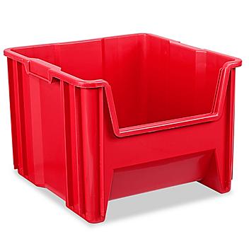 Giant Plastic Stackable Bins - 17 1/2 x 16 1/2 x 12 1/2", Red S-12551R