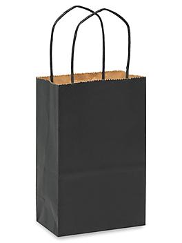 Kraft Tinted Color Shopping Bags - 5 1/2 x 3 1/4 x 8 3/8", Rose, Black S-12554BL
