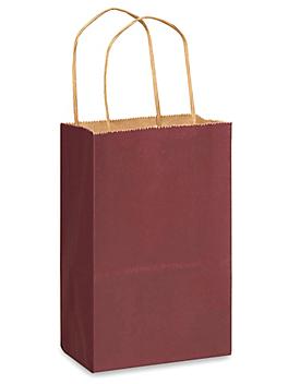 Kraft Tinted Color Shopping Bags - 5 1/2 x 3 1/4 x 8 3/8", Rose, Burgundy S-12554BU