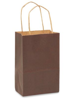 Kraft Tinted Color Shopping Bags - 5 1/2 x 3 1/4 x 8 3/8", Rose, Chocolate S-12554CHOC