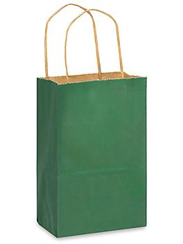 Kraft Tinted Color Shopping Bags - 5 1/2 x 3 1/4 x 8 3/8", Rose, Green S-12554G