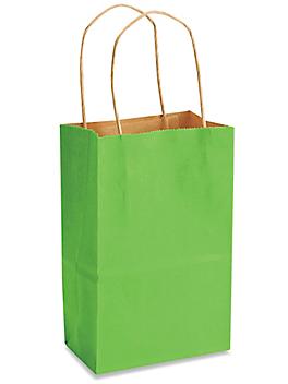 Kraft Tinted Color Shopping Bags - 5 1/2 x 3 1/4 x 8 3/8", Rose, Lime S-12554LIME