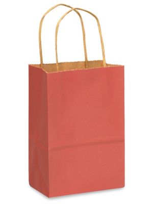 5 Kraft Paper Gift Bags With Handles Size Rose 5 1/2 X 3 1/4 X 8 3