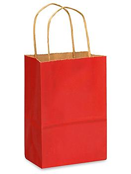 Kraft Tinted Color Shopping Bags - 5 1/2 x 3 1/4 x 8 3/8", Rose, Red S-12554R