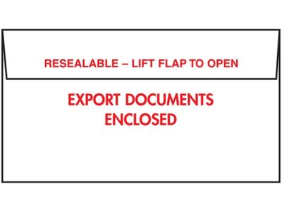 Transportation Envelopes - "Export Documents Enclosed", 10 x 5 1/2"