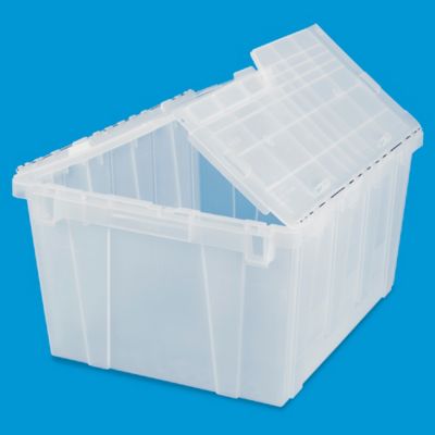 Global Industrial™ Plastic Shipping/Storage Tote w/Attached Lid, 23