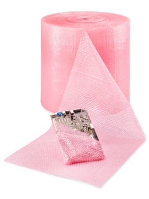 Anti-Static Bubble Wrap Strong Bubble Roll - 5/16, 12 x 375', Perforated, Pink - Bubble Wrap - 4 Rolls - S-2874P