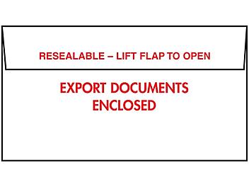 Transportation Envelopes - "Export Documents Enclosed", 10 x 5 1/2" S-126