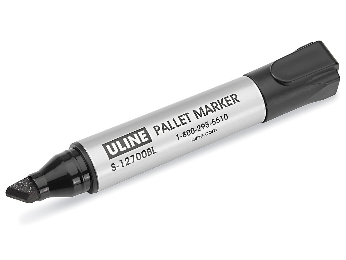 3 Large 1/2 Chisel Tip black Pallet Permanent markers ULINE