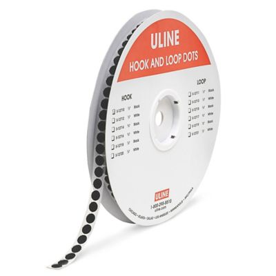 Tape Dots - Hook, Black, 1/2 S-12710 - Uline