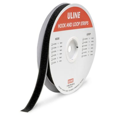 Uline Hook and Loop Combo Strips Pack - 1 x 15', Black S-15759