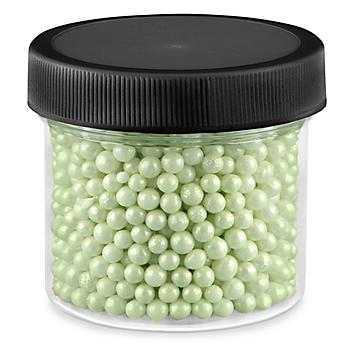 Clear Round Wide-Mouth Plastic Jars Bulk Pack - 2 oz, Black Cap S-12752B-BL