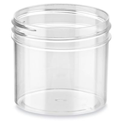 Clear Round Wide-Mouth Plastic Jars - 2 oz, White Cap - ULINE - Case of 48 - S-12752