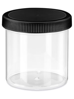 Clear Round Wide-Mouth Plastic Jars - 6 oz, White Cap - ULINE - Case of 36 - S-12753