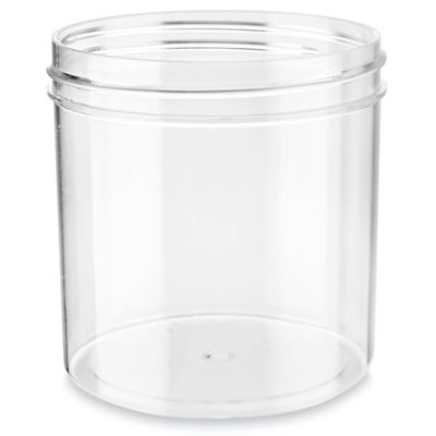 Clear Round Wide-Mouth Plastic Jars - 10 oz, White Cap - ULINE - Case of 48 - S-17035