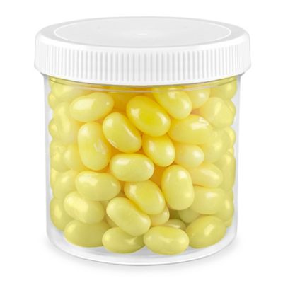 Clear Round Wide-Mouth Plastic Jars - 10 oz, White Cap - ULINE - Case of 48 - S-17035