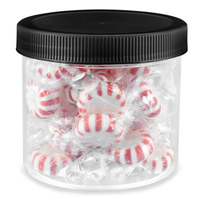 Clear Round Wide-Mouth Plastic Jars - 6 oz, White Cap