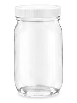 Wide-Mouth Glass Jars - 8 oz, Plastic Lid S-12755P
