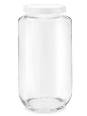 Clear Wide-Mouth Glass Jars Skid Lot - 32 oz, Plastic Cap S-12757B-P