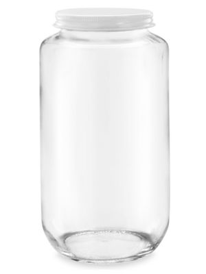 Clear Wide-Mouth Glass Jars - 32 oz, Metal Cap S-12757M