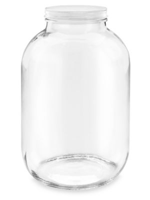 Clear Wide-Mouth Glass Jars Skid Lot - 1 Gallon, 3" Opening, Metal Cap S-12758B-M