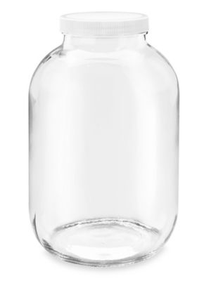 Skid Lot Wide-Mouth Glass Jars Bulk Pack - 1 Gallon, 3 Opening, Plastic Cap - ULINE - Qty of 144 - S-12758B-P