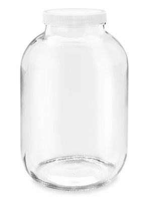 Wide-Mouth Glass Jars - 1 Gallon, 4 Opening, Plastic Cap S-19317P - Uline