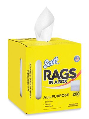 Scott® Rags In A Box™ (75260), White, 200 Rags/Box, 8 Boxes/Case, 1,600 Rags /Case