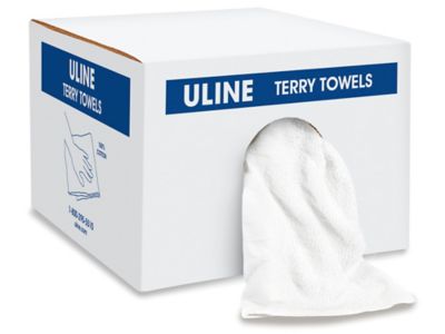 Premium White T-Shirt Rags - 10 lb box S-7287 - Uline