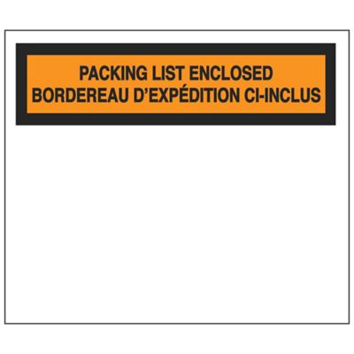 English/French Packing List Envelopes - "Packing List Enclosed", 4 1/2 x 5 1/2" S-12945