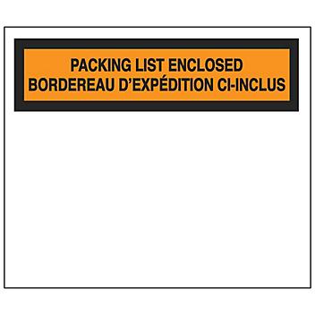 English/French Packing List Envelopes - "Packing List Enclosed", 4 1/2 x 5 1/2" S-12945