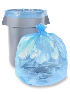 Sac poubelle de recyclage – 55 gallons, bleu S-12981 - Uline