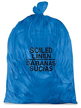 Biohazard Trash Liner - 33 Gallon, 2.0 Mil, Soiled Linen, Blue S-12985BLU
