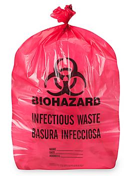 Biohazard Trash Liner - 33 Gallon, 2.0 Mil, Infectious Waste, Red S-12985R