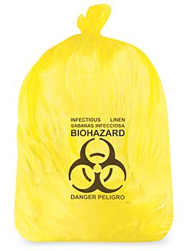 Biohazard Trash Liner - 33 Gallon, 2.0 Mil, Infectious Linen, Yellow S-12985Y-IL