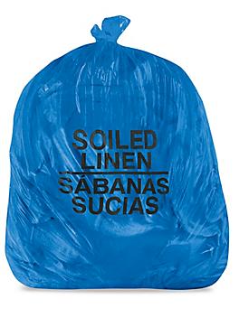 Biohazard Trash Liner - 40-45 Gallon, 2.0 Mil, Soiled Linen, Blue S-12986BLU