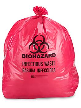 Biohazard Trash Liner - 40-45 Gallon, 2.0 Mil, Infectious Waste, Red S-12986R