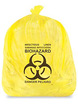 Biohazard Trash Liner - 40-45 Gallon, 2.0 Mil, Infectious Linen, Yellow S-12986Y-IL