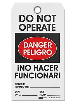 Bilingual English/Spanish Machinery Tags - "Danger: Do Not Operate" S-12991
